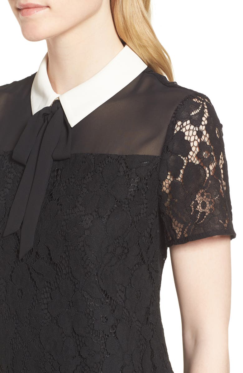 CeCe Collared Cotton Blend Lace Dress, Alternate, color, 
