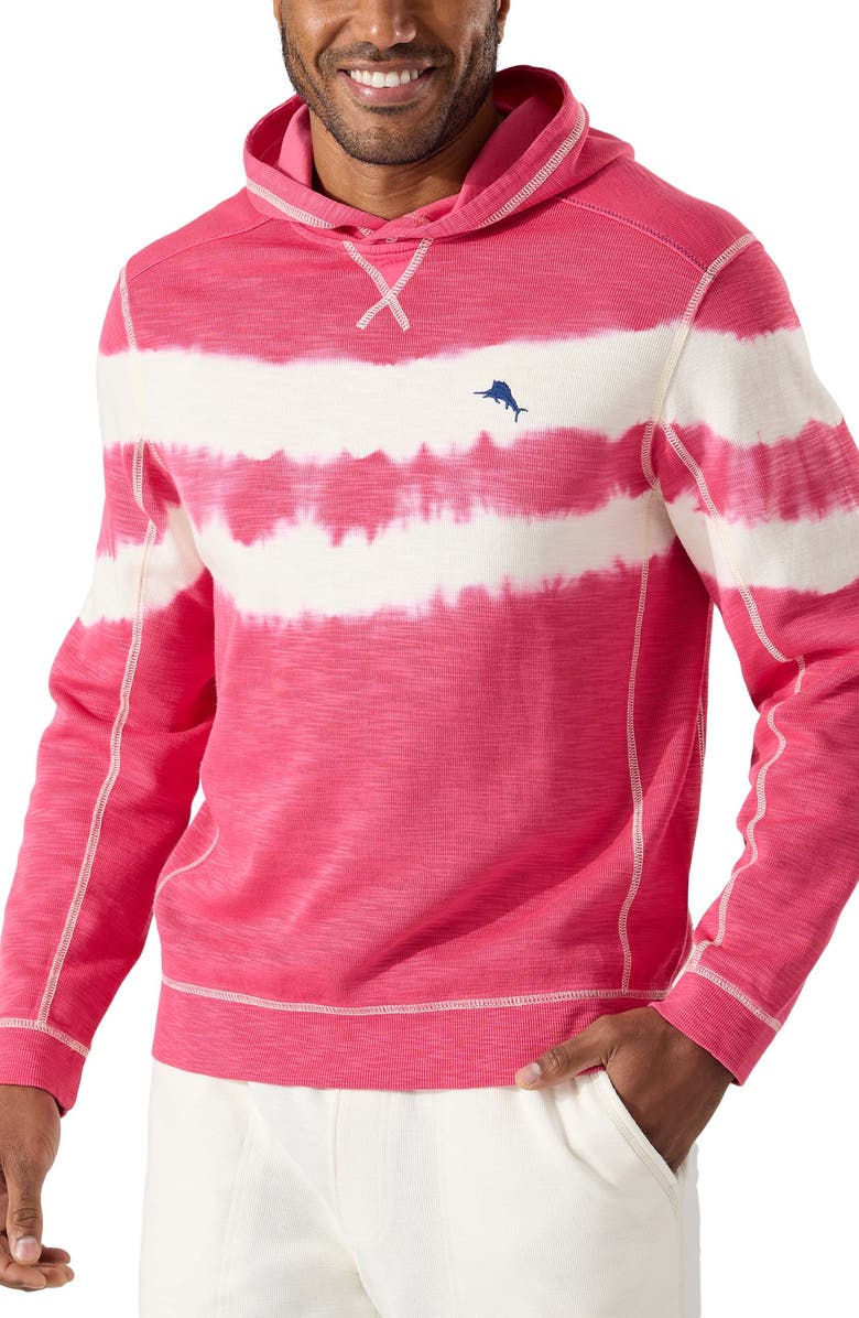Tommy Bahama Tobago Bay Waves Cotton Blend Hoodie, Main, color, Carmine Pink