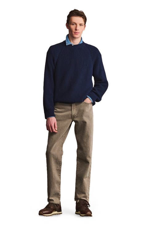 Cotton Fisherman Raglan Crewneck Sweater