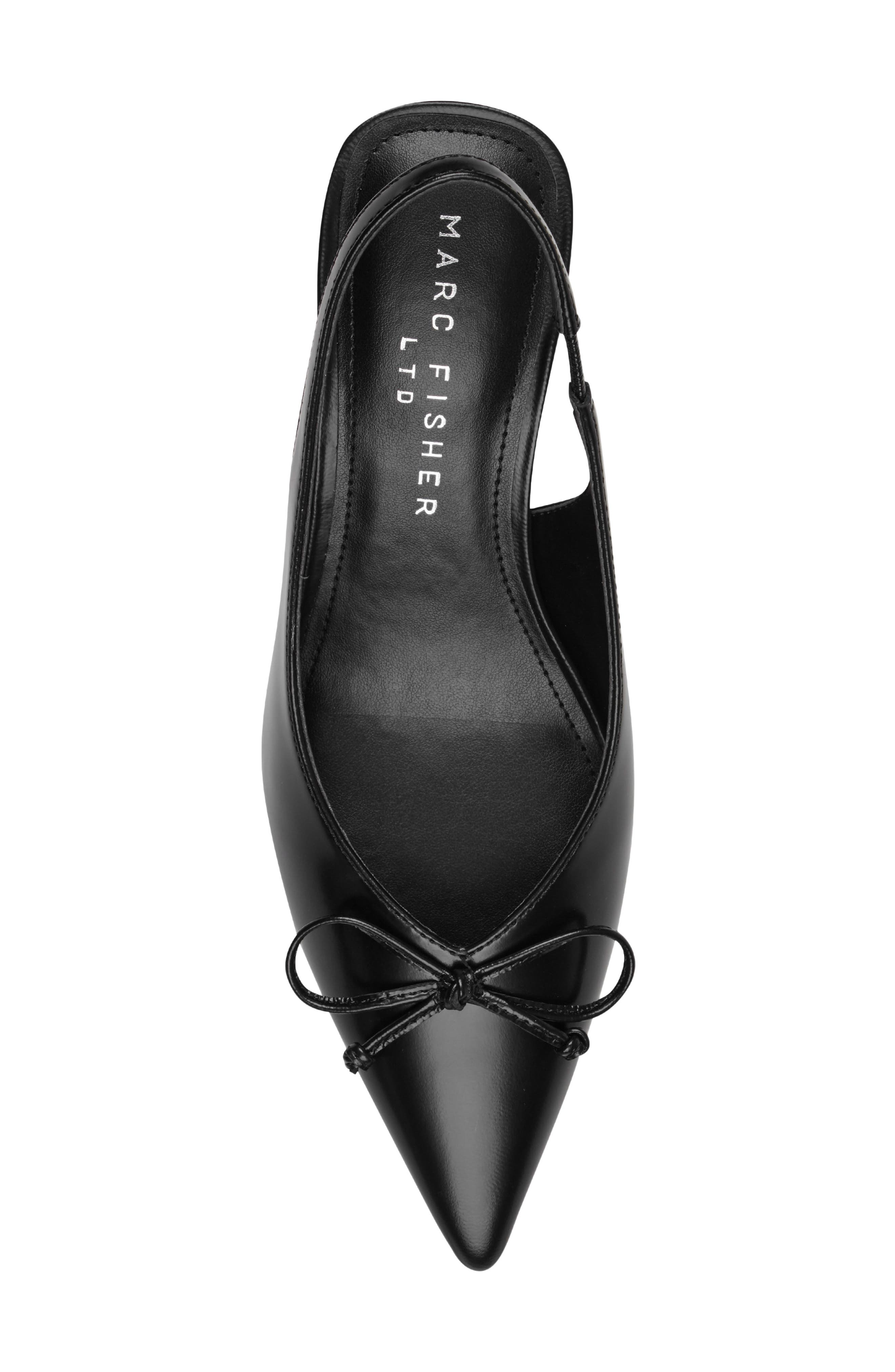 Marc Fisher Gretel Slingback Pointed Toe Bow Pump, Alternate, color, Black