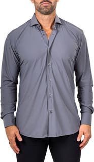 Maceoo Eins Shaped Fit Marthy3014 Grey Knit Button-Up Shirt