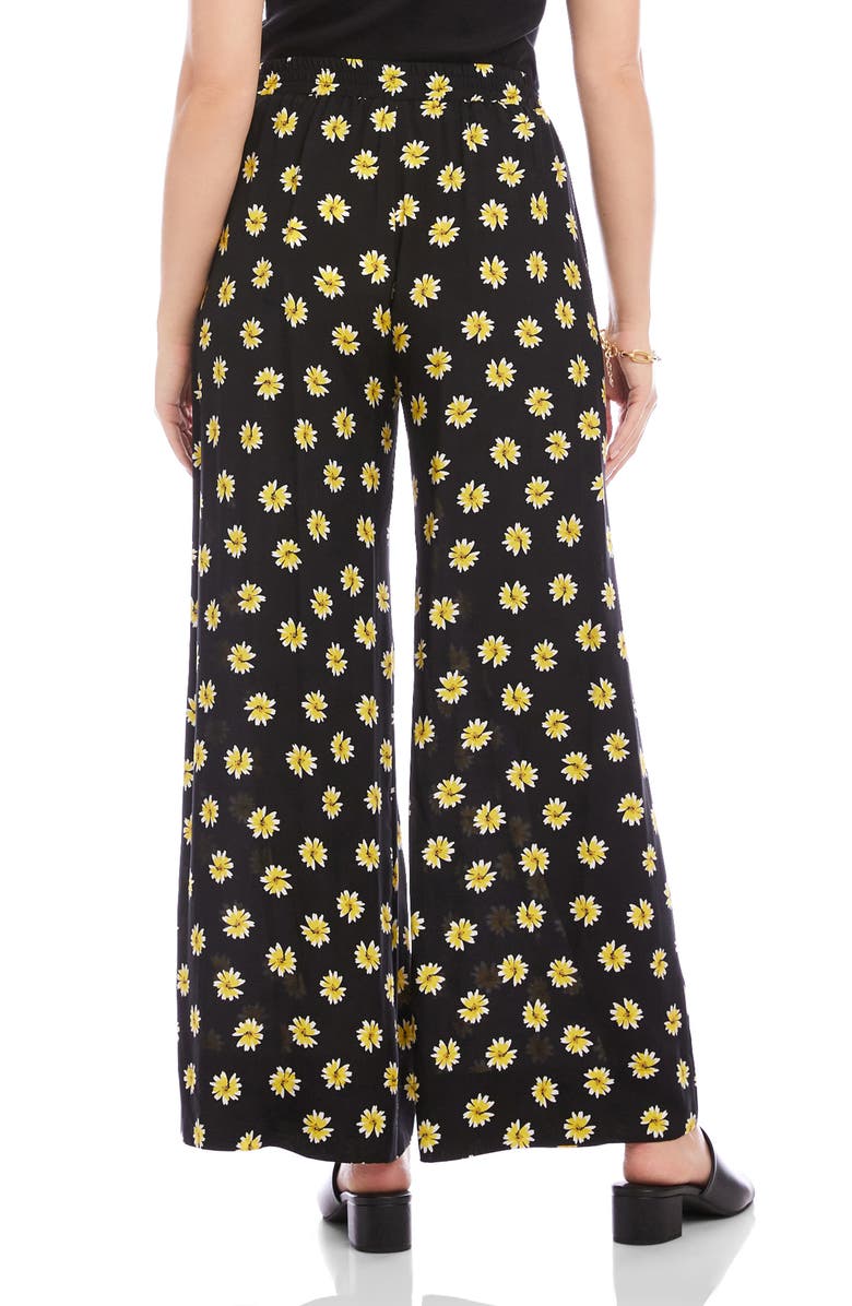 Karen Kane Floral Wide Leg Pants, Alternate, color, Black Print