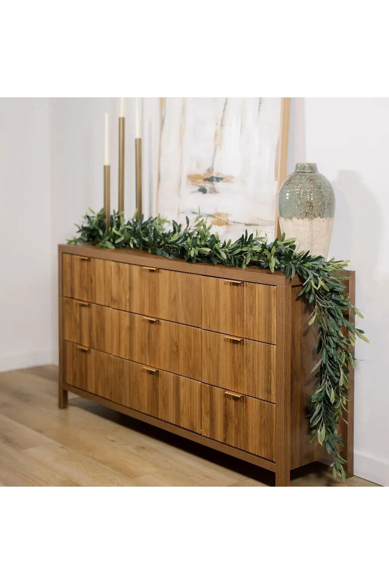 9' Artificial Olive Leaf Garland, Alternate, color, Green foliage