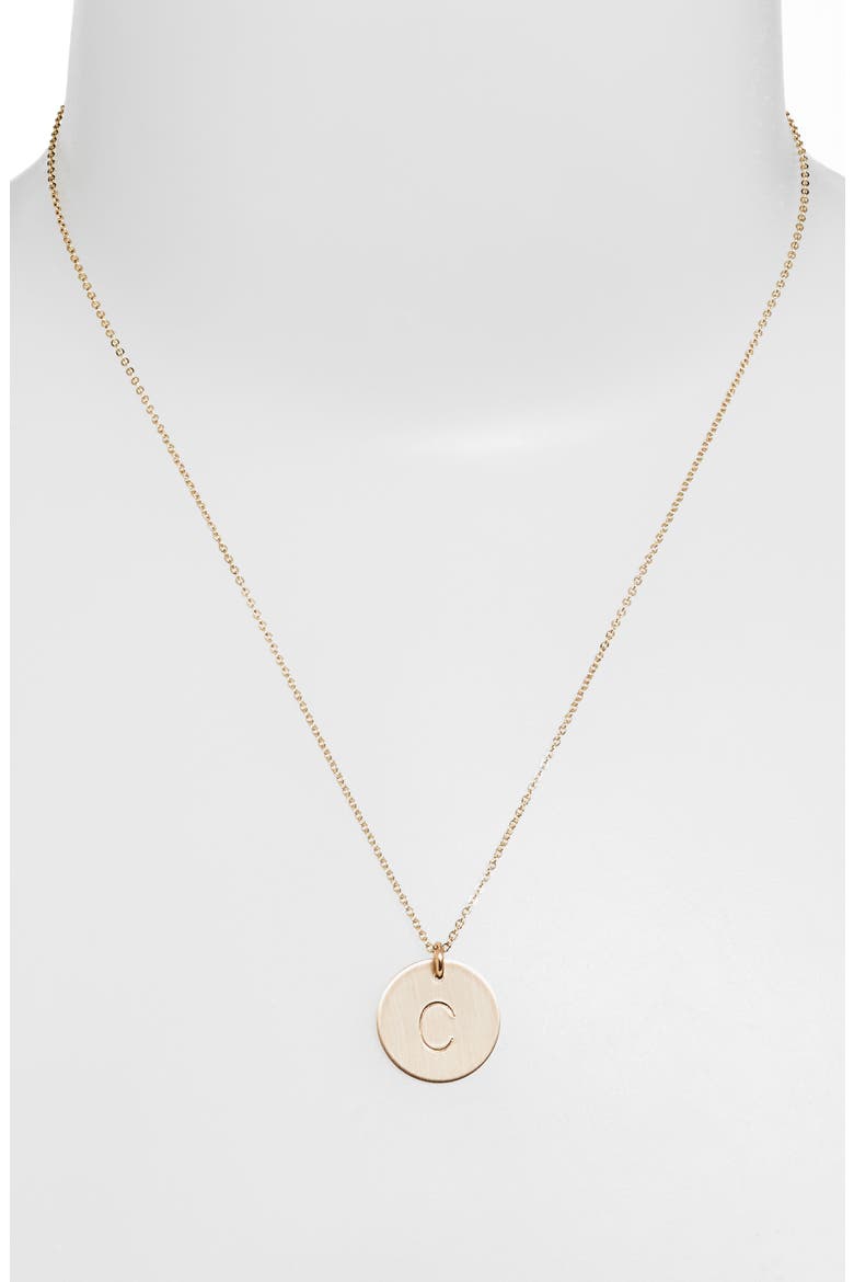 14k-Gold Fill Initial Disc Necklace, Alternate, color, 14K GOLD FILL C
