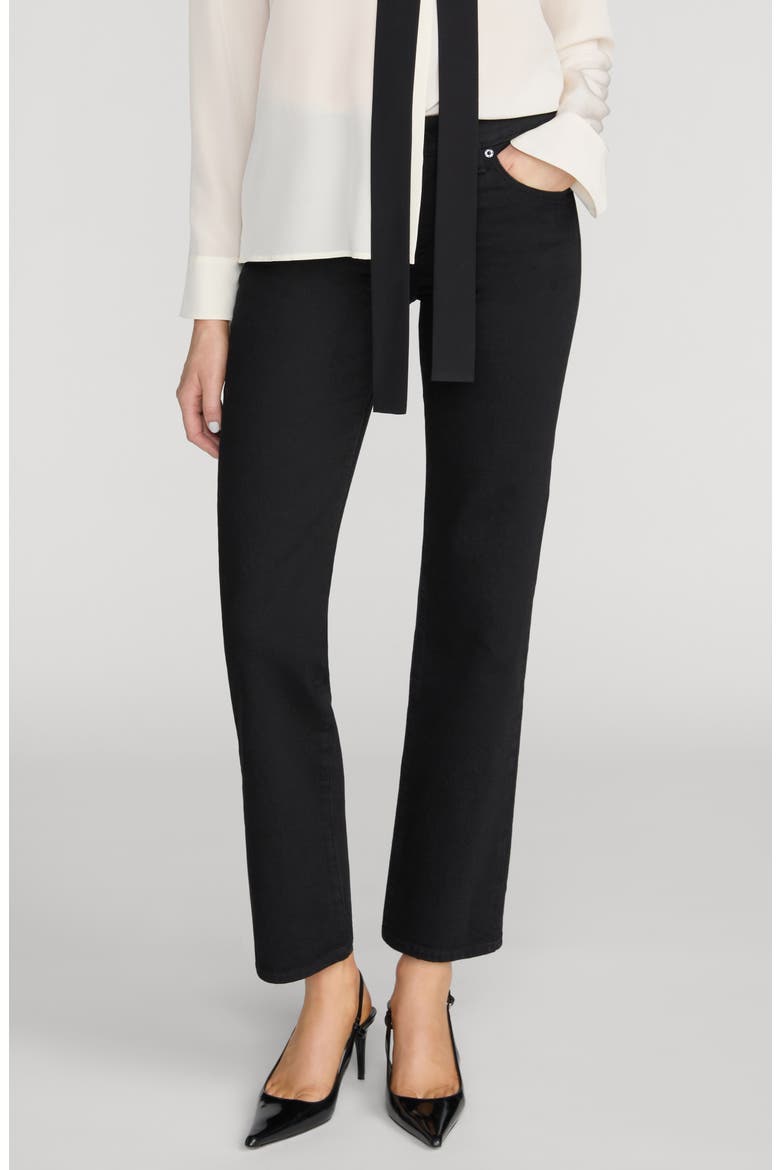 The Cigarette Low Rise Slim Straight Leg Jeans, Main, color, BLACK