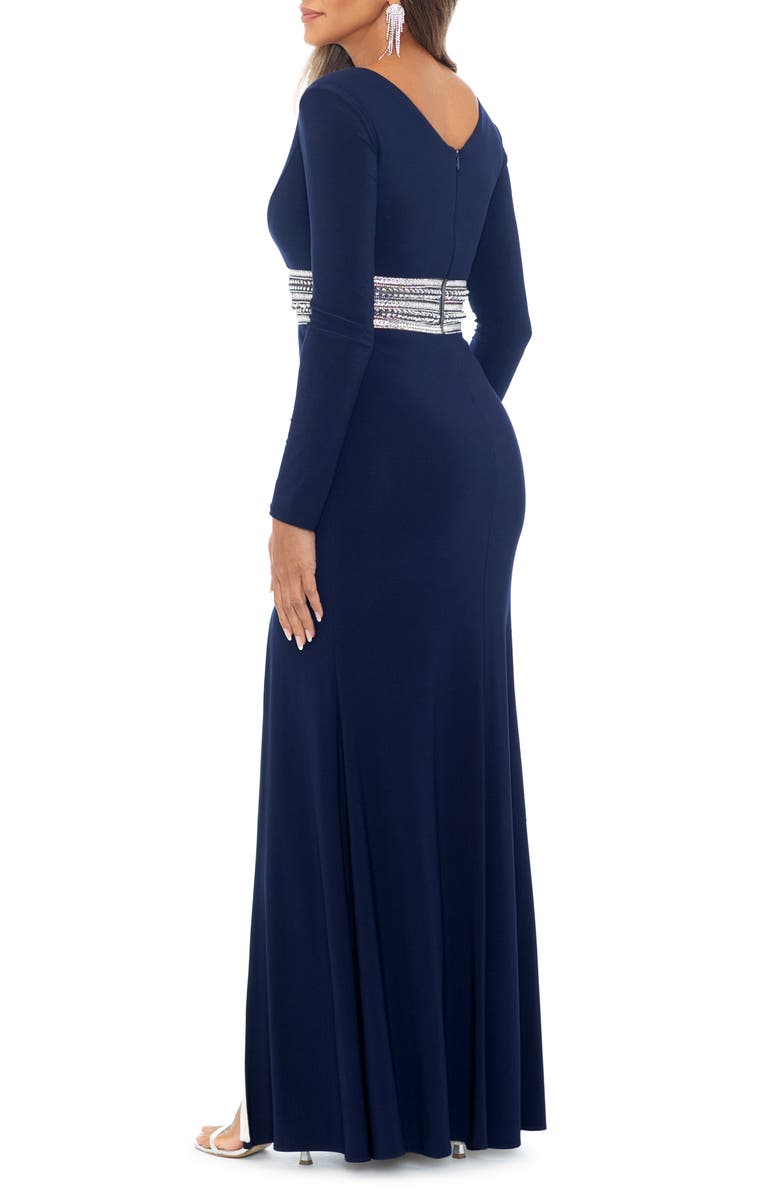 Xscape Evenings Embellished Long Sleeve Gown, Alternate, color,