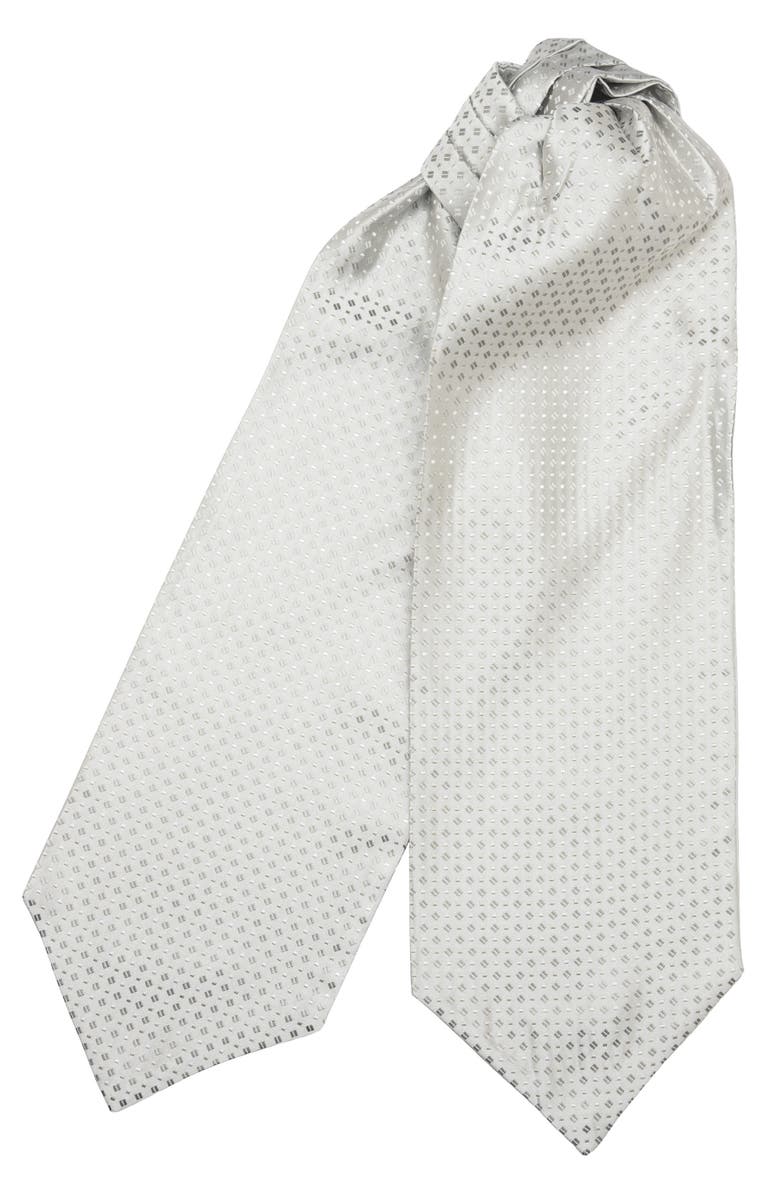 Elizabetta Valentino - Silk Ascot Cravat Tie for Men, Main, color, Silver