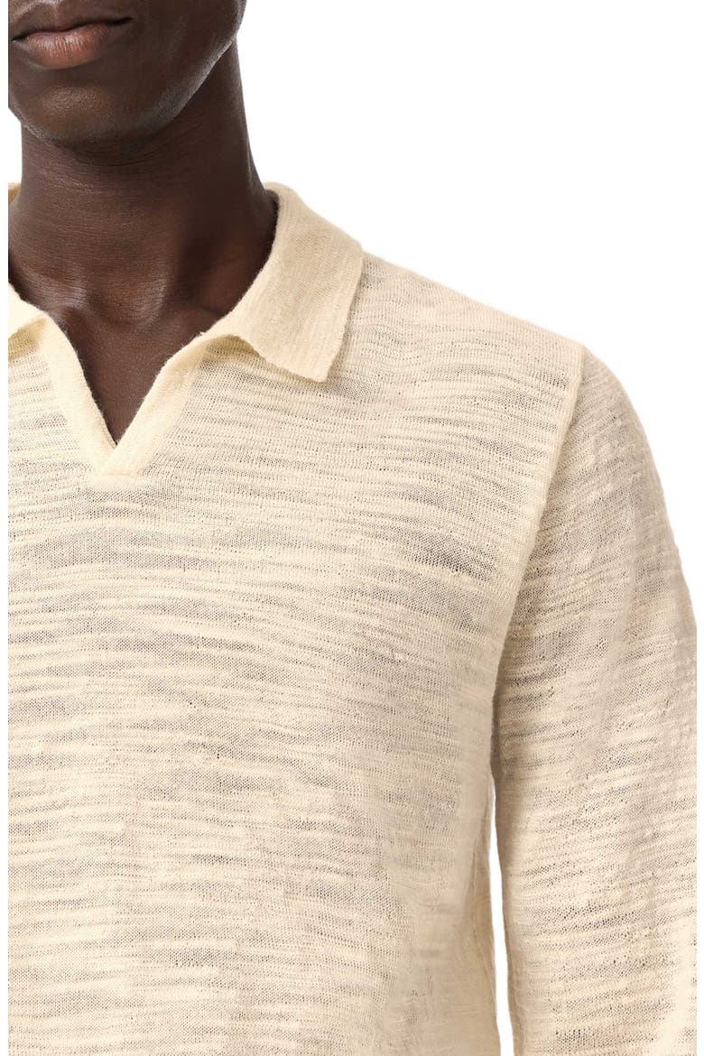 Luciano Long Sleeve Johnny Collar Slub Wool Polo Sweater, Alternate, color, SALT