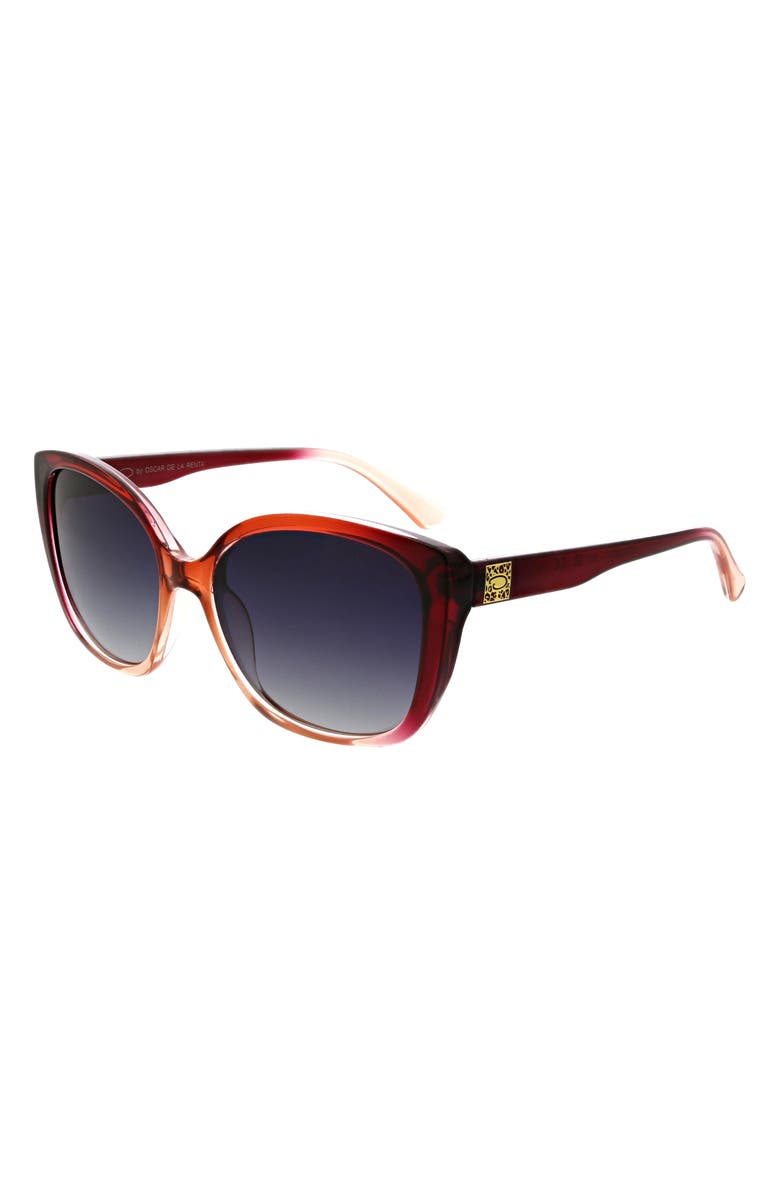 Oscar de la Renta Rounded Modern 54mm Cat Eye Polarized Sunglasses, Alternate, color, Burgundy Gradient