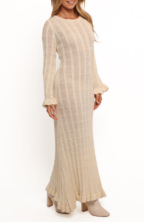 Petal And Pup Petal & Pup Colter Rib Long Sleeve Maxi Sweater Dress In Neutral