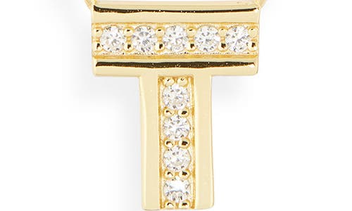 Argento Vivo Sterling Silver Cubic Zirconia Initial Pendant Necklace In Gold