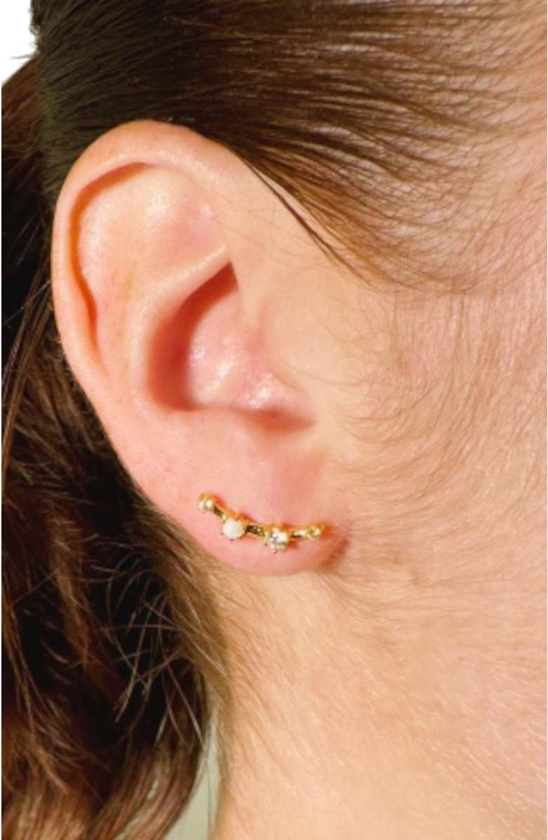Little Sky Stone Elara Crawler Earrings, Alternate, color, Gold / White