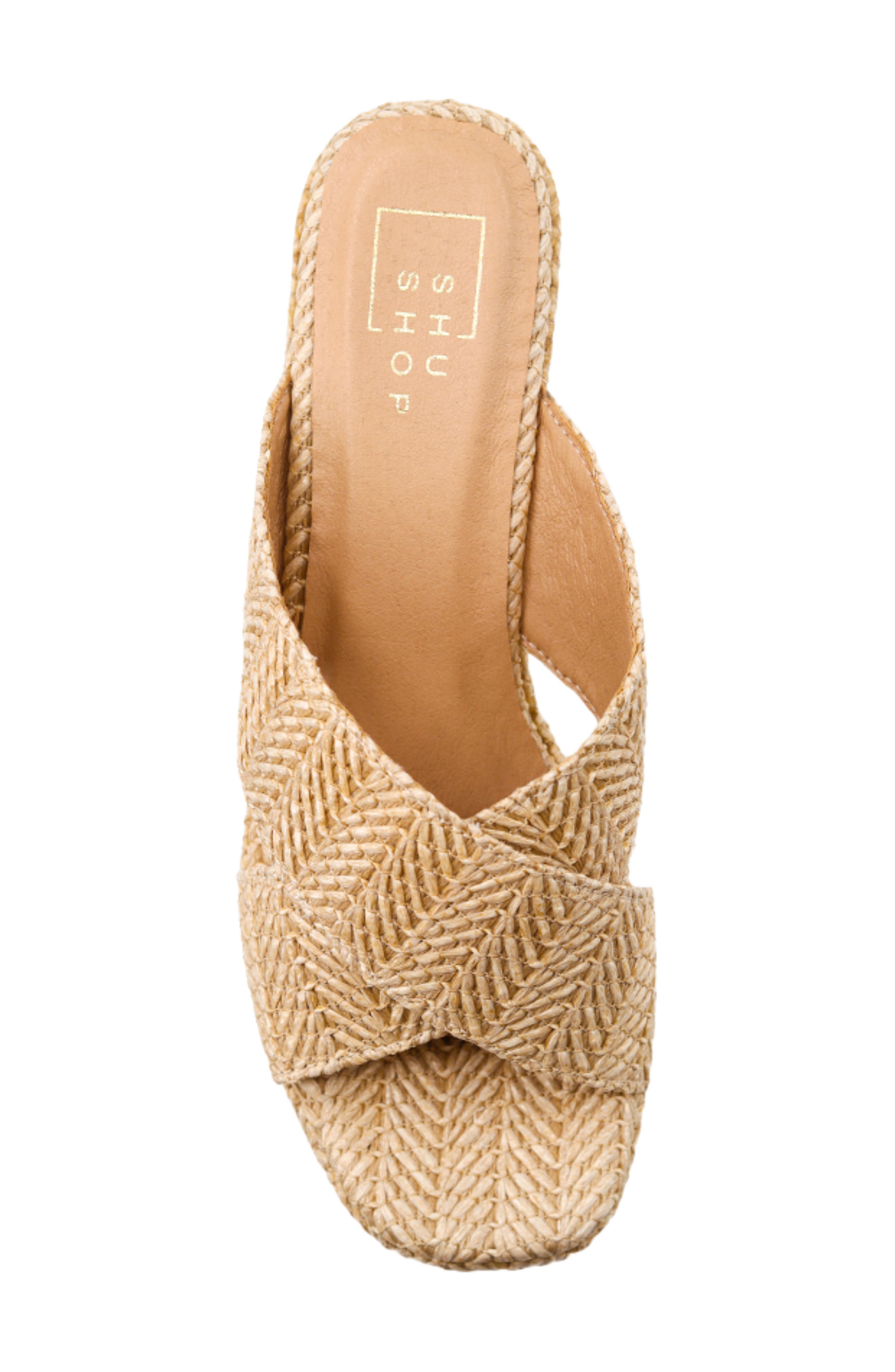 SHUSHOP Ludovica Platform Wedge Slide Sandal, Alternate, color, Natural Woven