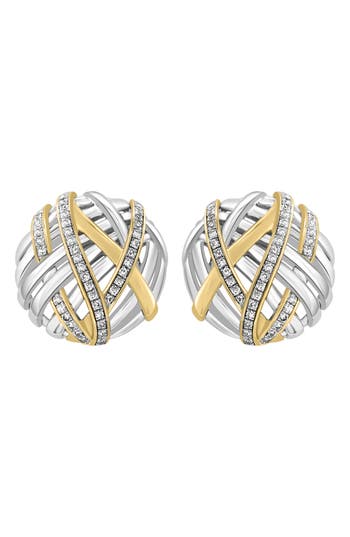 Effy Sterling Silver Diamond Earrings In White