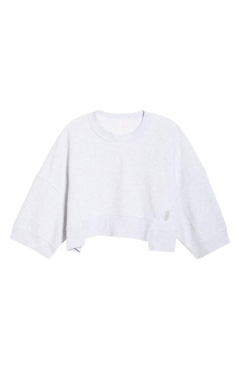 Free People Intercept Cotton Blend Crop Sweatshirt, Alternate, color, White Heather Grey