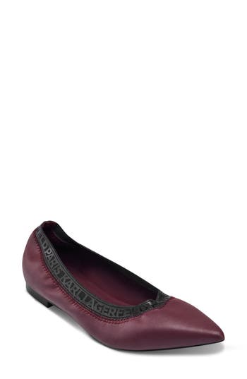 Karl Lagerfeld Paris Vinette Pointed Toe Flat In Burgundy