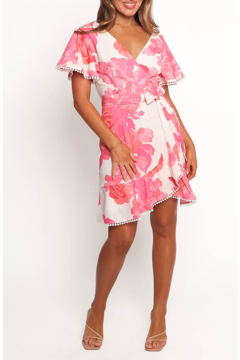 Jem Faux Wrap Minidress, Main, color, PINK FLORAL