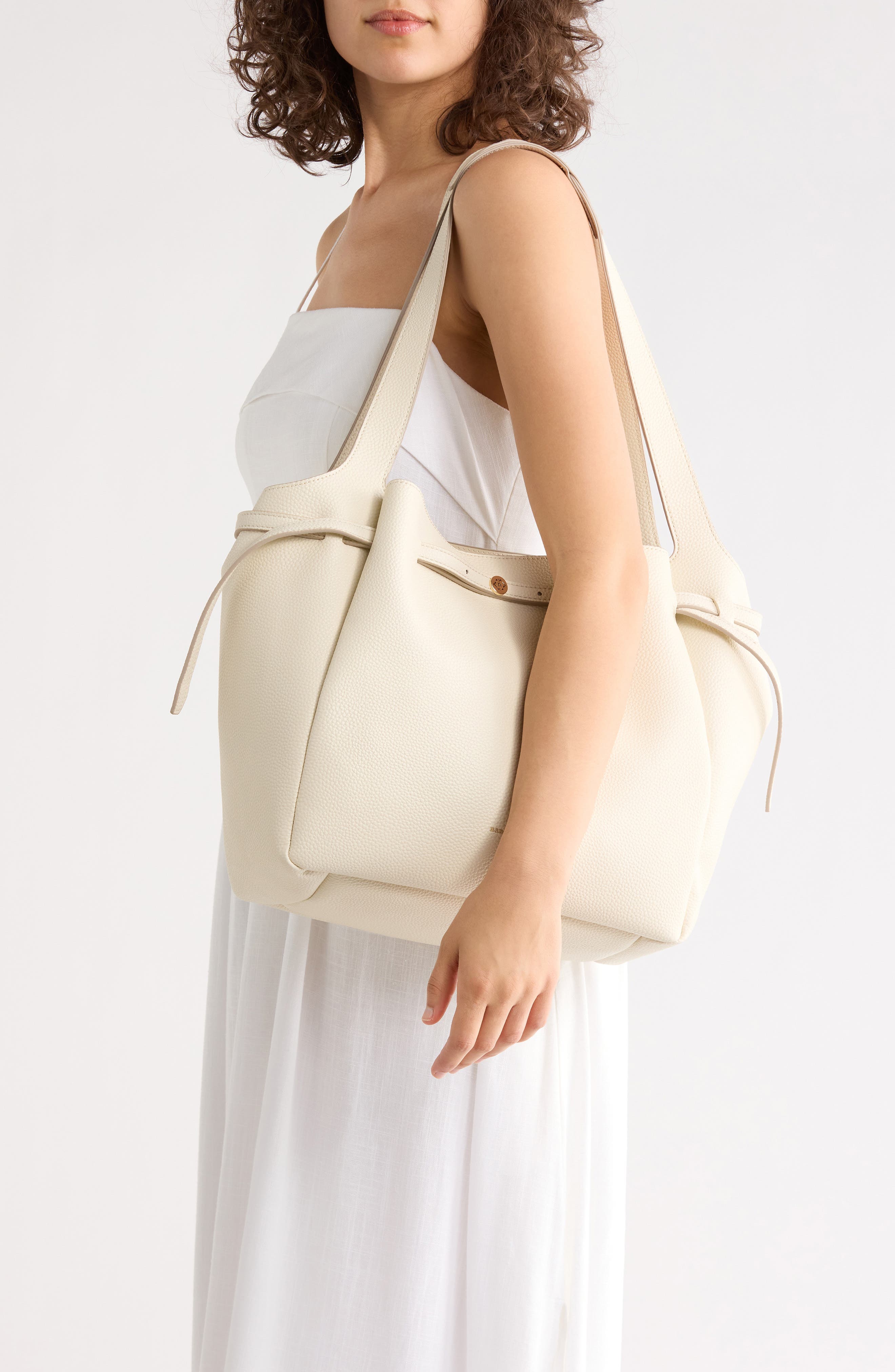 Nanette Lepore Laurel Belted Shoulder Bag, Alternate, color, Rice