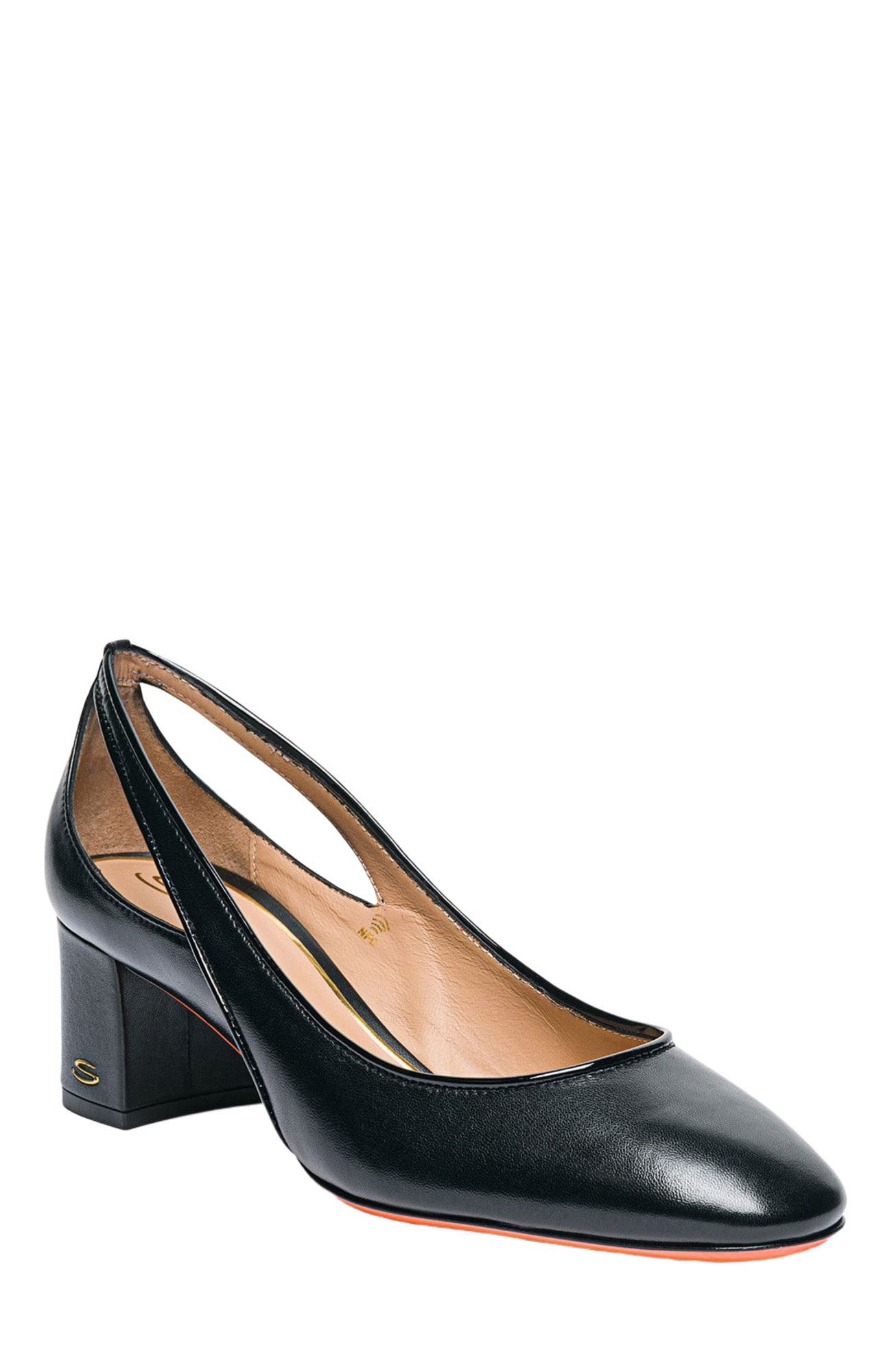 Santoni Women
s leather mid-heel pump, Alternate, color, Black