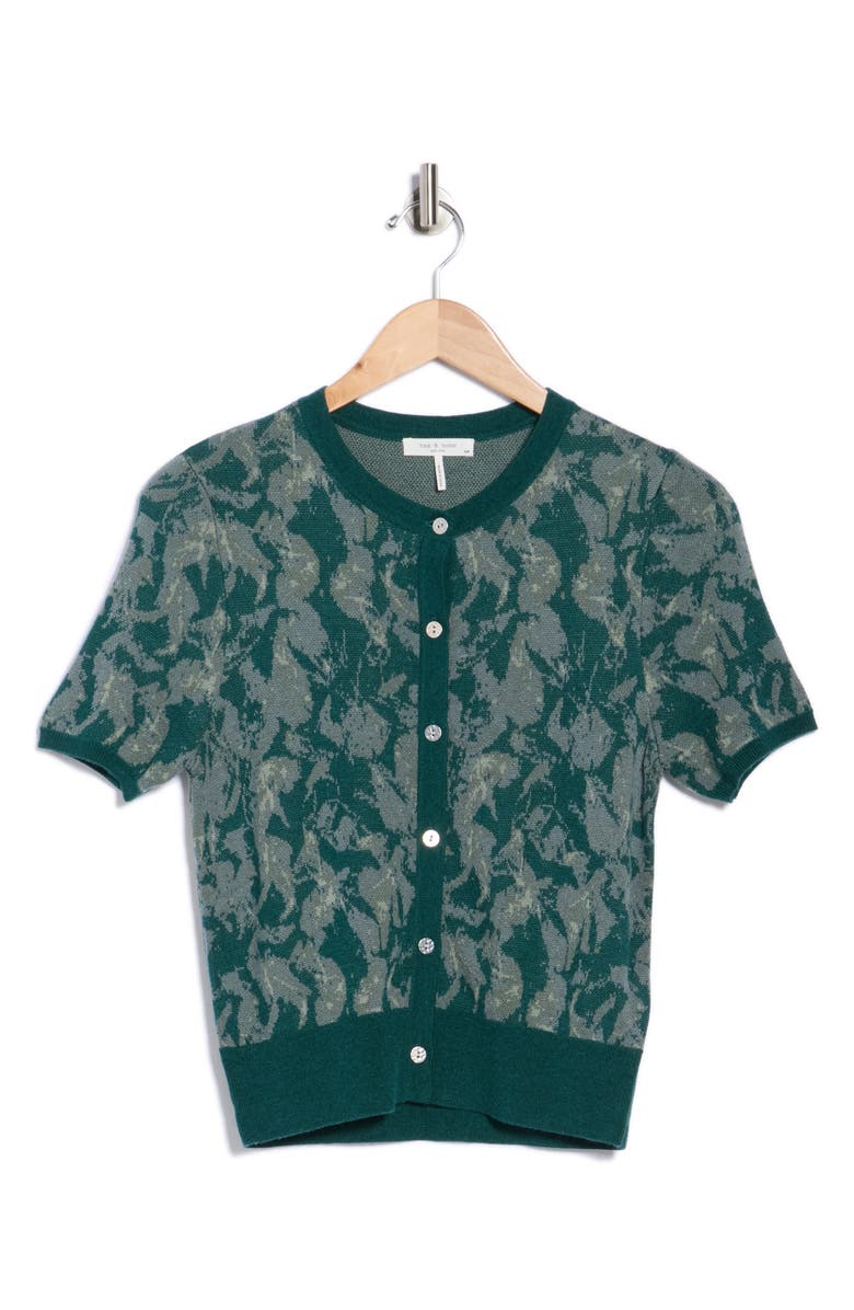 rag & bone Michal Jacquard Cardigan Sweater, Alternate, color, Teal Multi