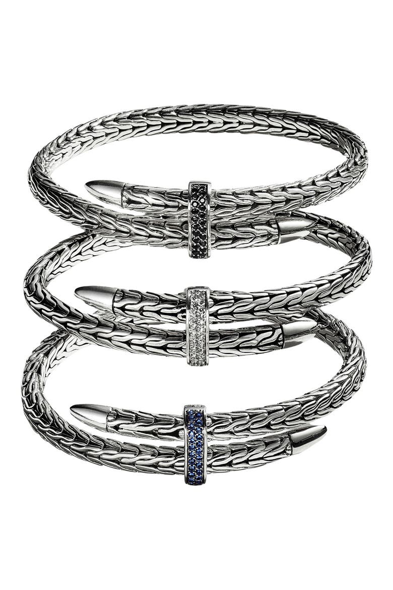 Spear Flex Cuff, Gemstones, 5.5mm, Alternate, color, SILVER/ BLACK