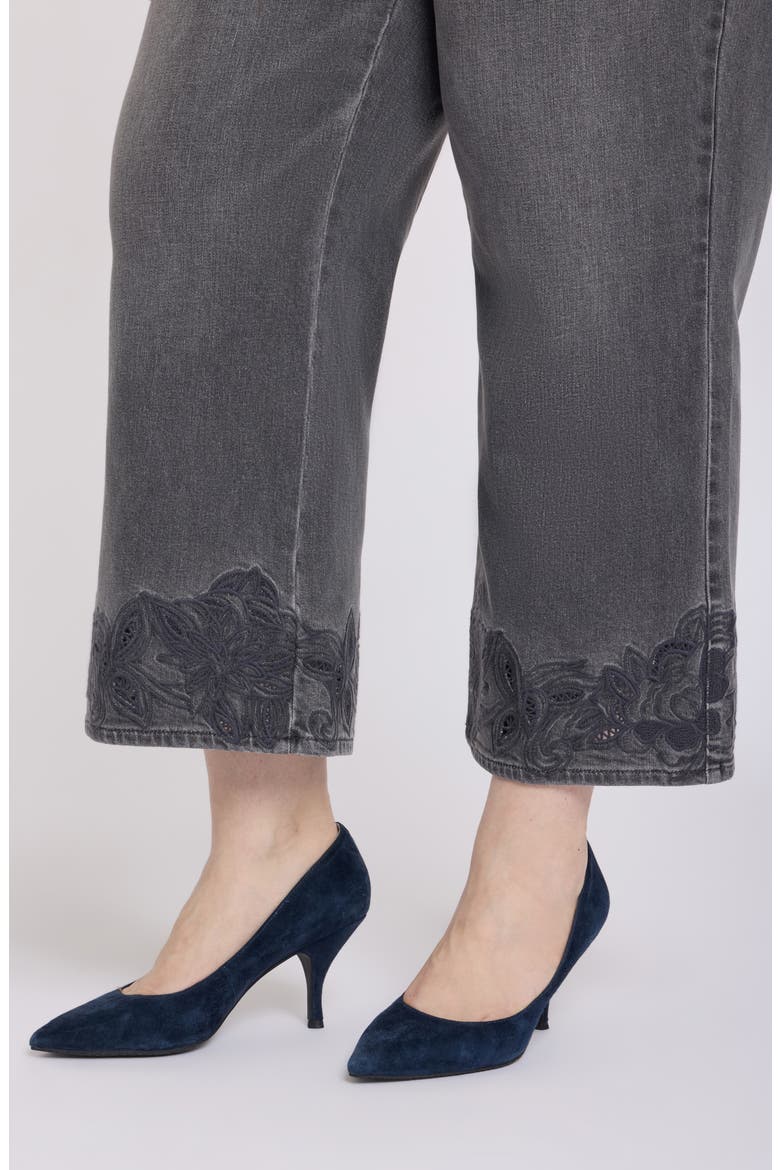 Teresa Embroidered High Waist Wide Leg Ankle Jeans, Alternate, color, DUSTY ASH