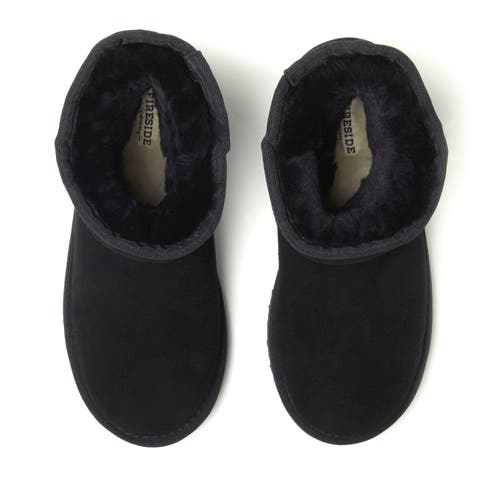 Dearfoams Fireside By  Rosebery Genuine Shearling Boot In Black