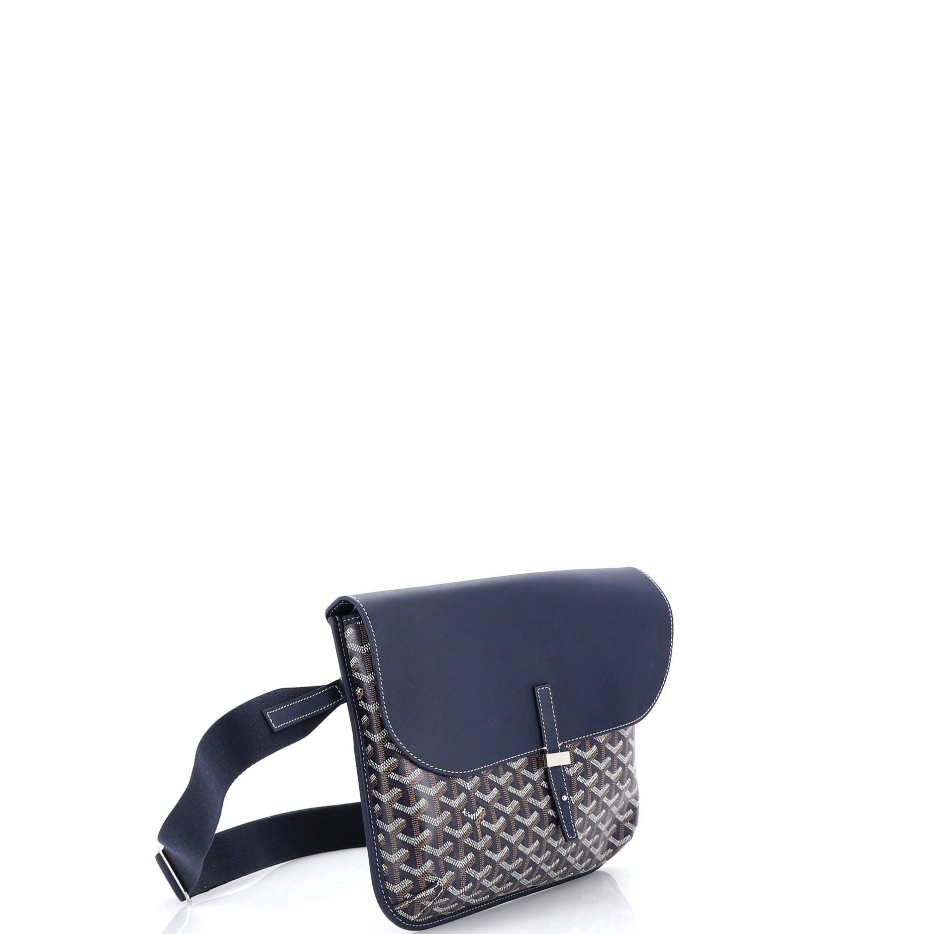 Pre-Owned Goyard Coursier Messenger Bag Coated Canvas and Leather, Alternate, color, Blue