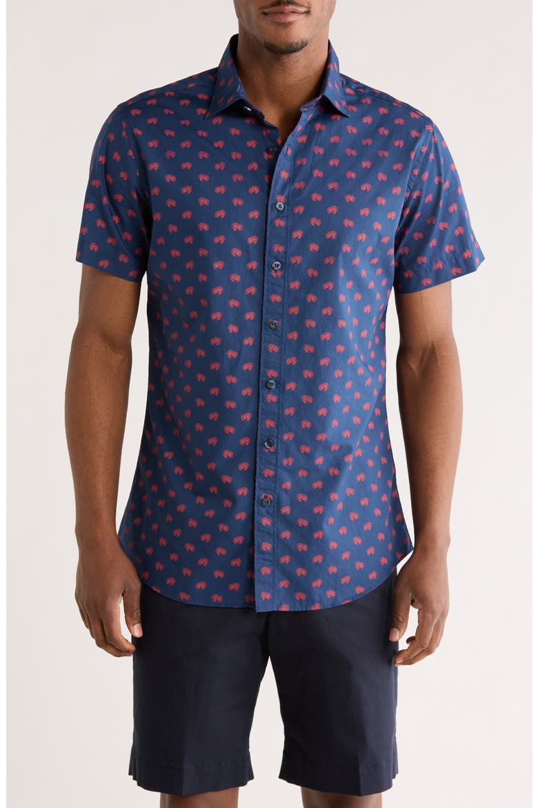Woodburne Short Sleeve Button-Up Shirt, Main, color, INK