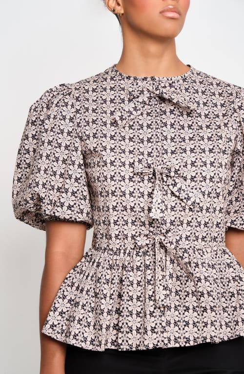 The Lulo Project Orquid Tie Front Stretch Cotton Top In Multi