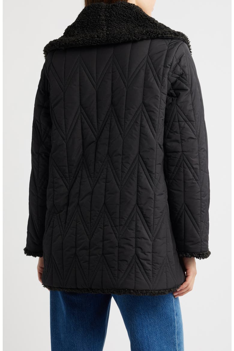 Quilted Faux Shearling Lined Jacket, Alternate, color, BLACK
