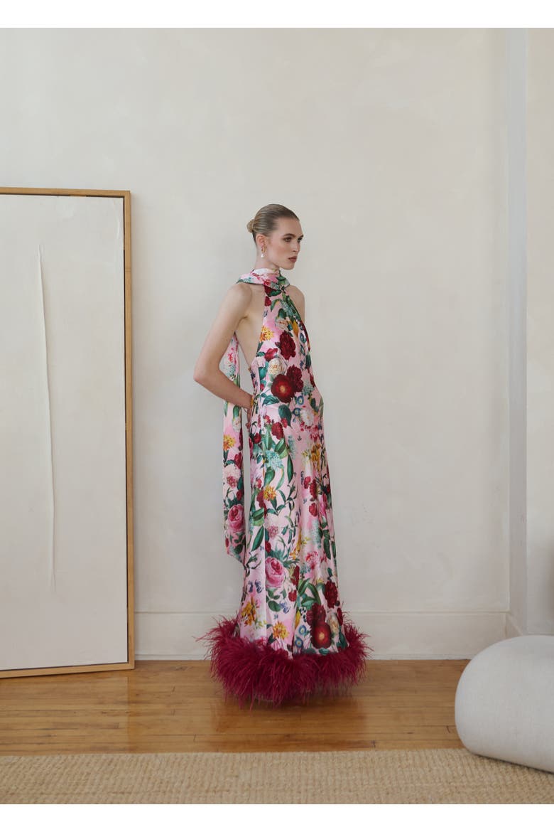 Maliya Feather Dress in Petal Muse, Alternate, color, Petal Muse