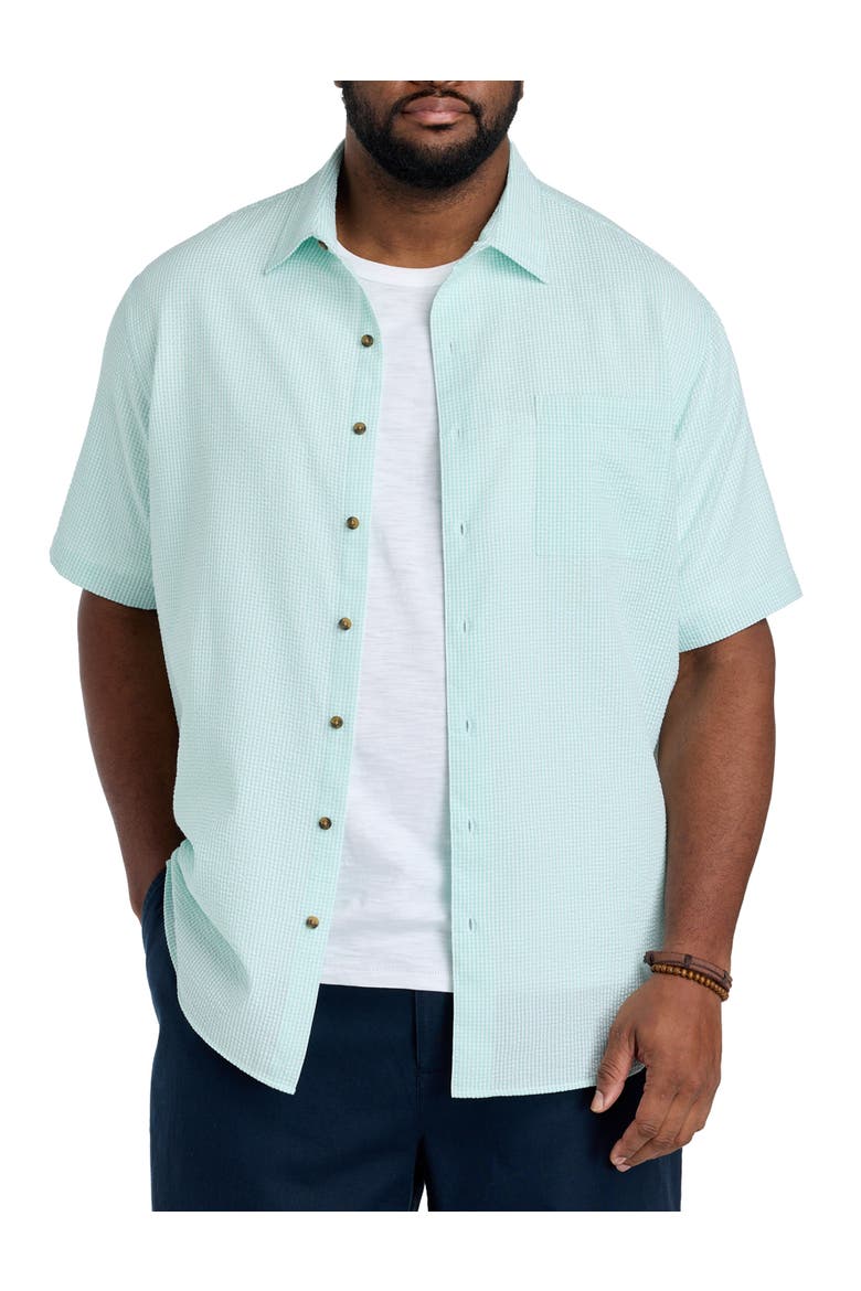 Big & Tall Gingham Seersucker Sport Shirt V2, Main, color, GREEN