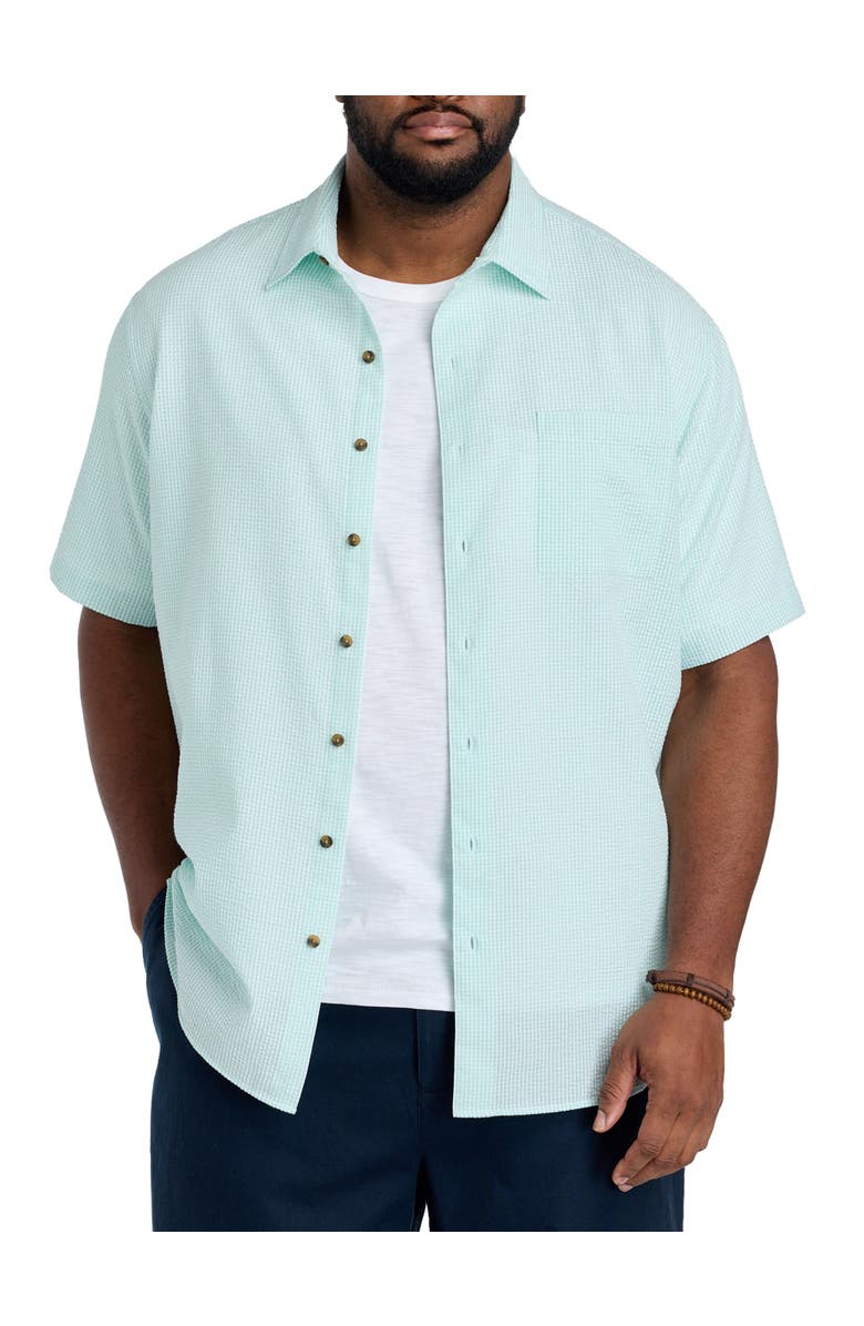 Oak Hill by DXL Big & Tall Gingham Seersucker Sport Shirt V2, Main, color, Green