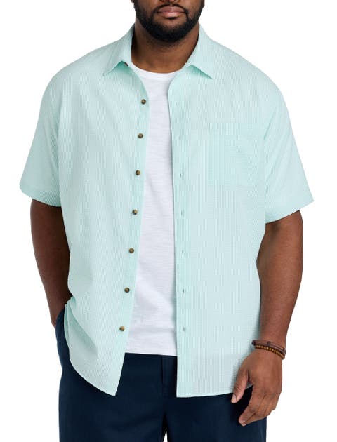 Big & Tall Gingham Seersucker Sport Shirt V2