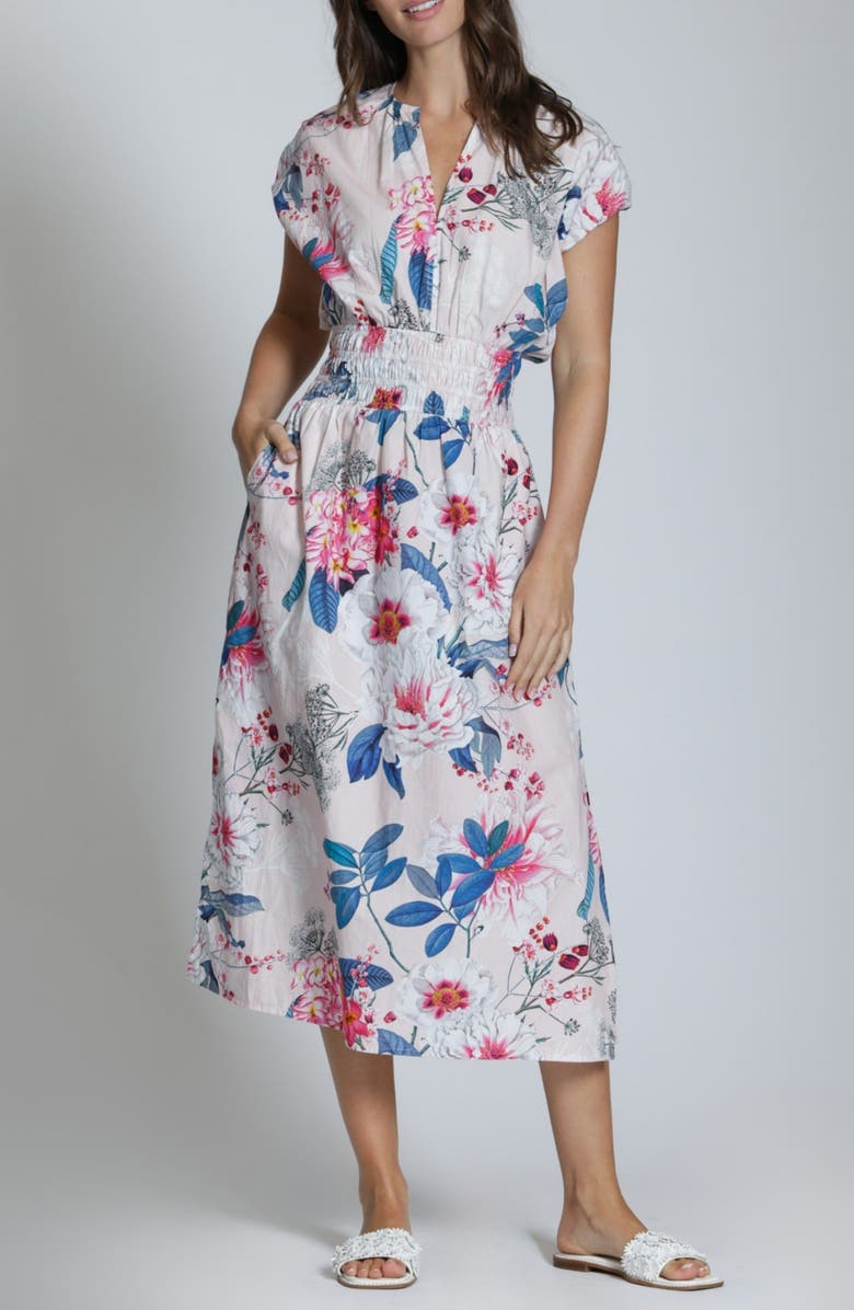 APNY Floral Print Midi Dress, Main, color, Blush