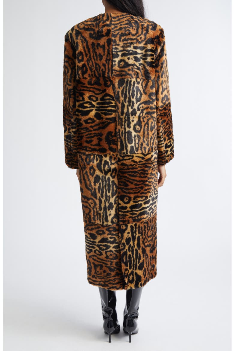 Hilma Faux Fur Long Coat, Alternate, color, NATURAL LEOPARD
