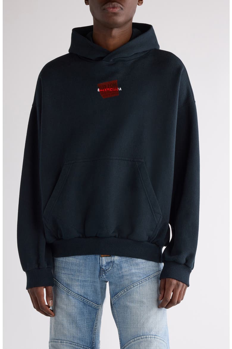 Medium Fit Taped Logo Graphic Hoodie, Main, color, FADED BLACK/ WHITE/ RED