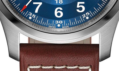 Hamilton Khaki Field Automatic Leather Strap Watch, 42mm In Blue