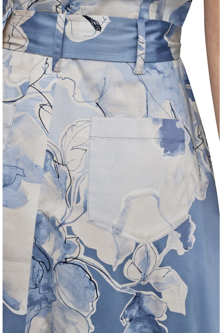 Print Tie Waist Midi Shirtdress, Alternate, color, TEMPEST MULTI