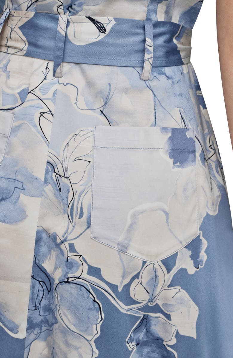 Donna Karan New York Print Tie Waist Midi Shirtdress, Alternate, color, Tempest Multi