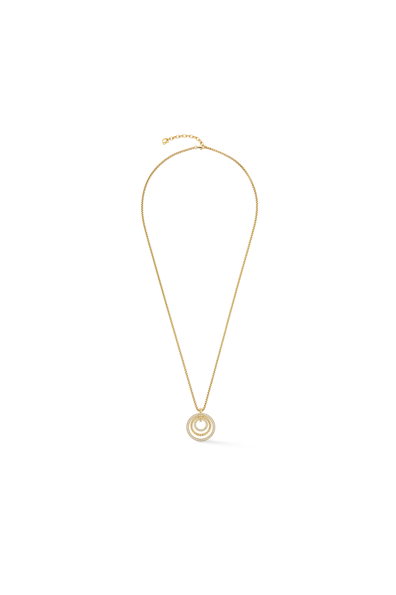 Necklace Circle Trio Crystal, Main, color, Gold