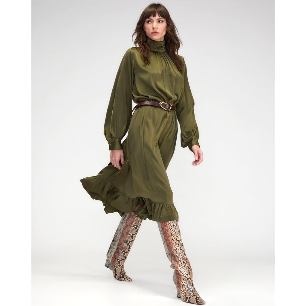 Cynthia Rowley Monroe Silk Charmeuse Dress In Dark_olive