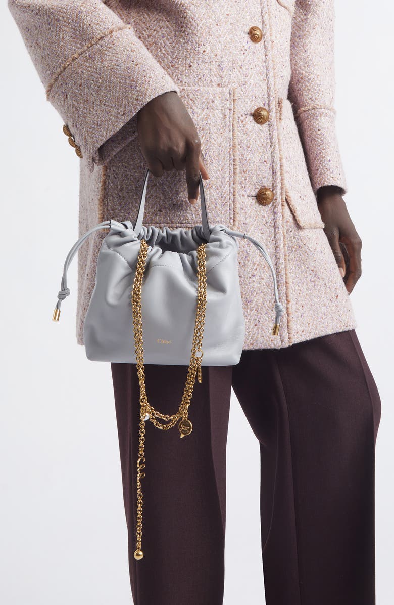 Chloé Mini Icons Leather Shoulder Bag, Alternate, color, Greyish Blue