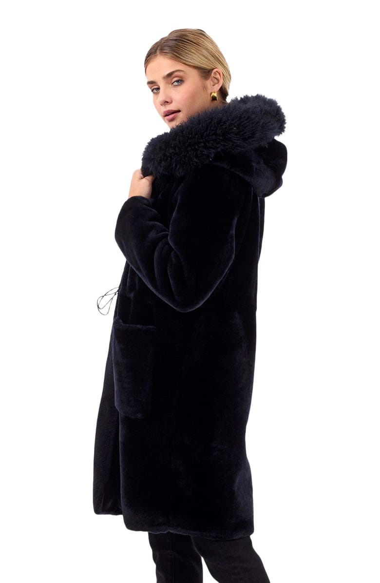 GORSKI Reversible Shearling Parka With Trim, Alternate, color, Navy/Black