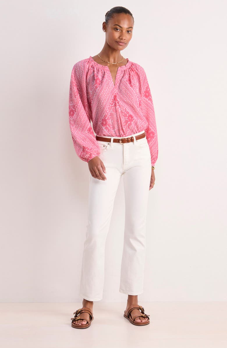 vineyard vines Tile Print Cotton Blend Top, Alternate, color, 