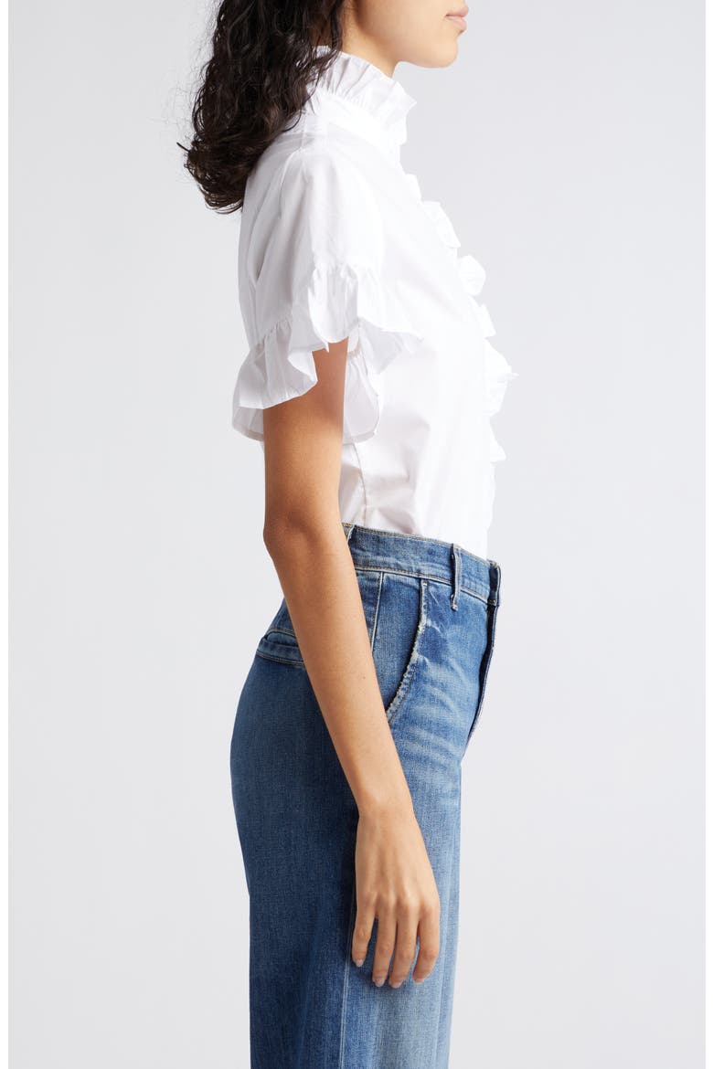 Vanessa Ruffle Detail Cotton Blouse, Alternate, color, WHITE