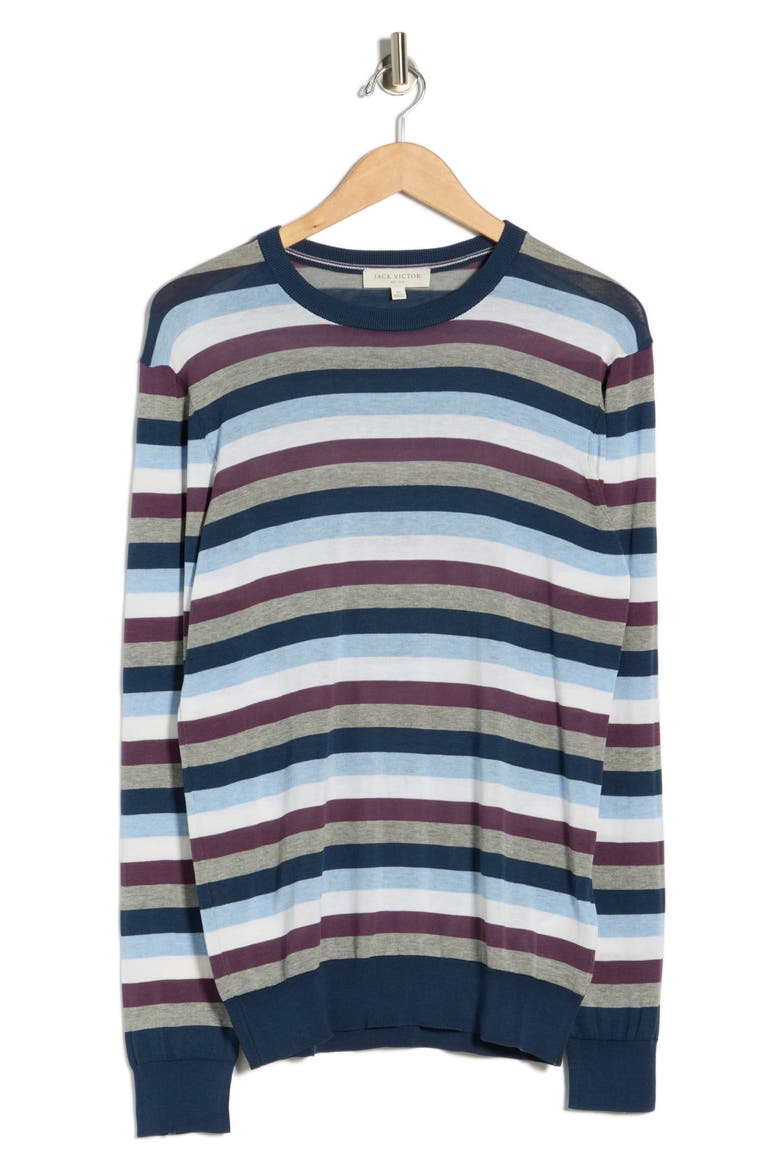 Lexington Cotton & Silk Blend Crewneck Sweater, Alternate, color, NAVY