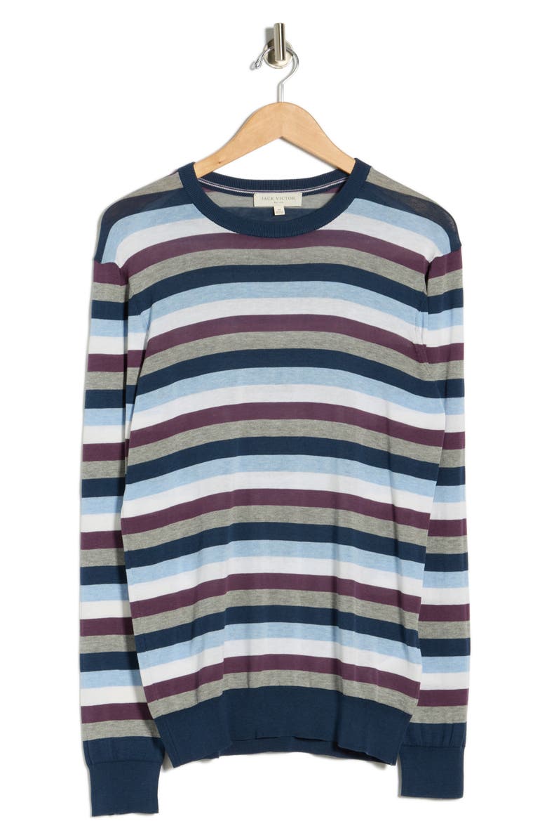 Jack Victor Lexington Cotton & Silk Blend Crewneck Sweater, Alternate, color, Navy