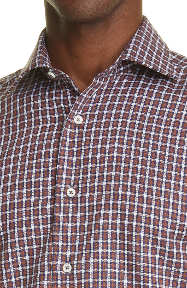 Canali Travel Plaid Non-Iron Cotton Dress Shirt, Alternate, color, 